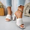 Women High-heeled Sandals Summer Breathable Canvas Sandal Fashion High Heel Slippers for Women Designer Thick High-heels Sandals