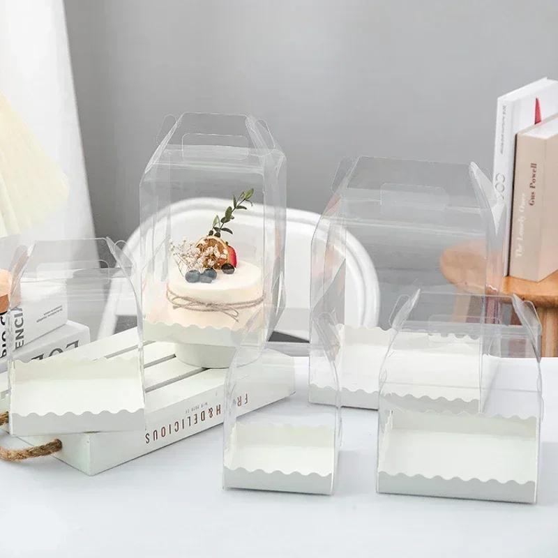 10 Stück Transparente Geburtstagskuchenbox Mini Handheld Gebäck Backen Tragbare Verpackung 5 Zoll 6 Zoll Sichtbare Erhöhte Dessertboxen