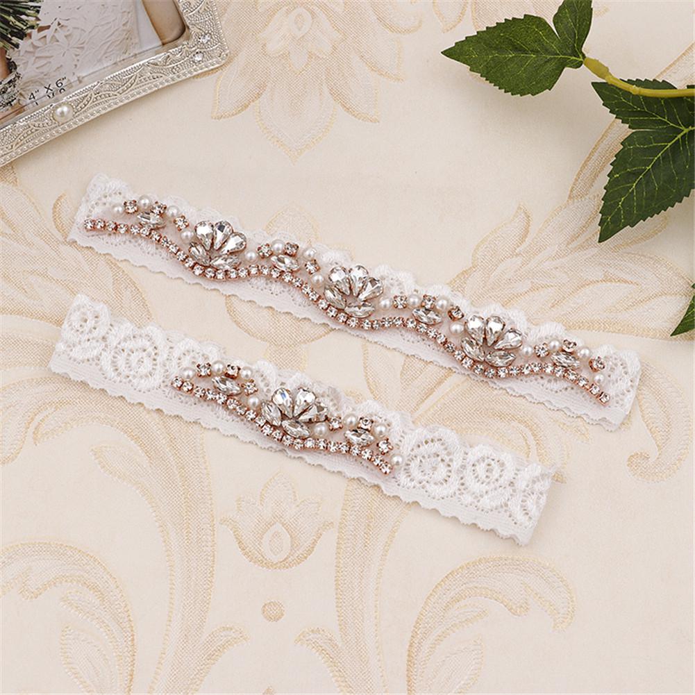Yamer 2019 Blue Wedding Lace Garter with Pearls Rhinestones Leg Garter for Bride Yamer 2019 Blue Wedding Lace Garter with Pearls Rhinestones Leg Garter for Bride