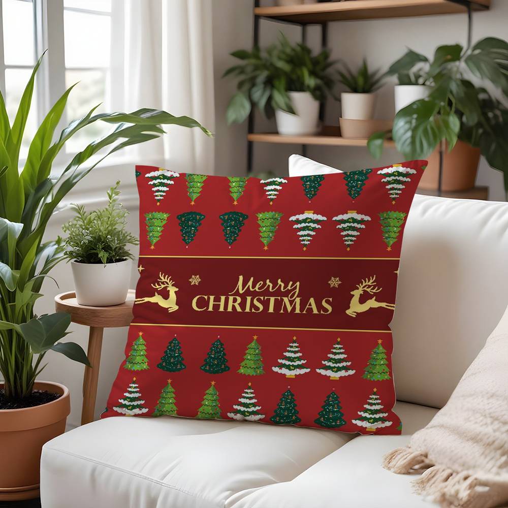 Merry Christmas Red Art Pillow Case  Plush Fabric Soft  Pillowcase Double Sided Print Cushion Cover Household Gifts