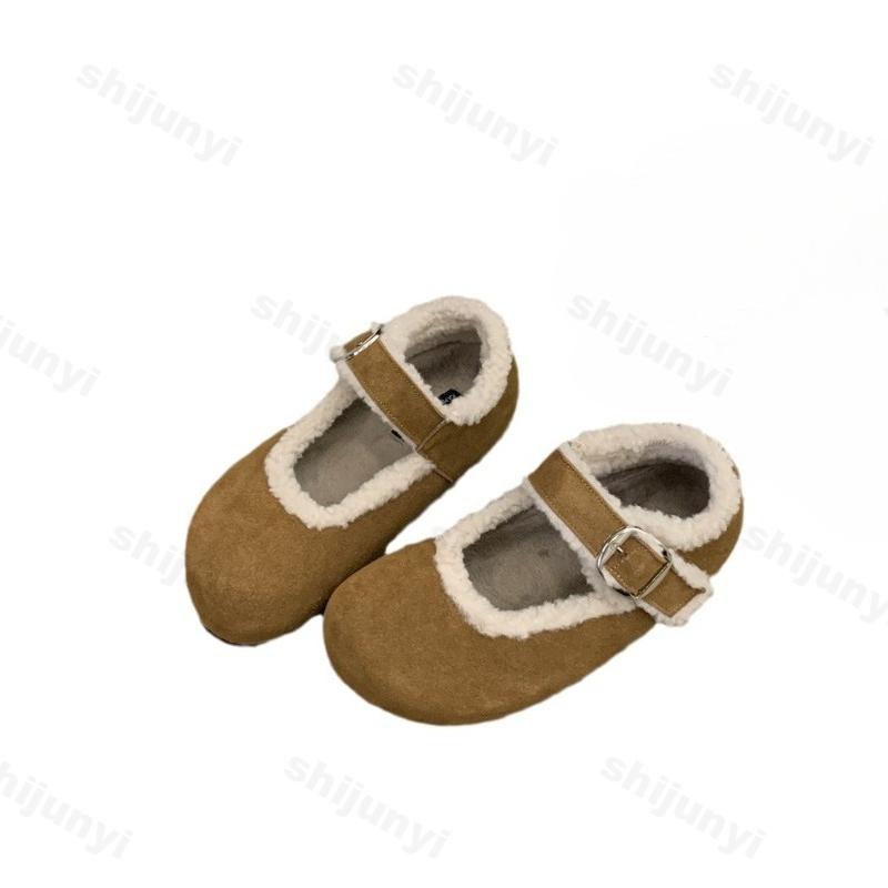 Fashion Retro Plush Casual Shallow Mouth Flat Mary Jane for Women 2025 Autumn New Warm Comfortable Versatile Fashion Cotton Single Shoes