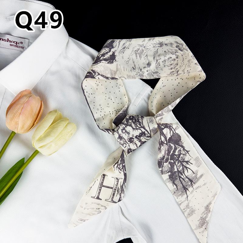 New Long Versatile Silk Scarf Tied Hair Band Bow Letter Floral Streamer Tied Bag Gift Small Silk Scarf