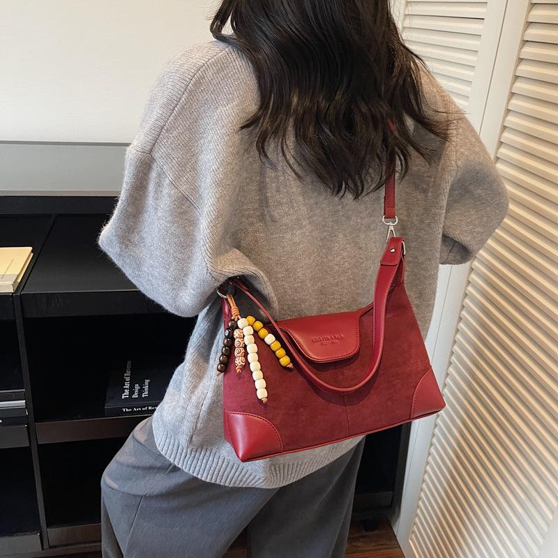 Casual Contrasting Colors Niche Maillard Commuter Bag New Versatile Women's Messenger Bag Retro Shoulder Armpit Bag