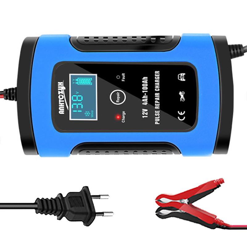 12V 6A Plně automatická nabíječka autobaterií Power Pulse Repair Nabíječky Mokré Suché Olověné Baterie-nabíječky Digitální LCD Displej