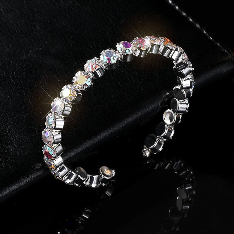 Bridal Color AB Rhinestone Arm Bracelet Open Wrap Bracelet Performance Shiny Crystal Jewelry