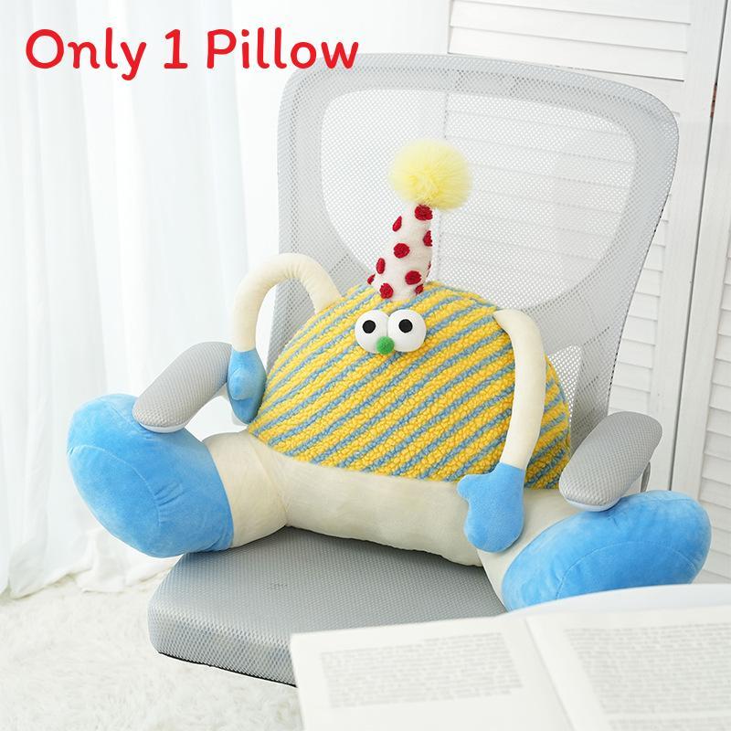 Cozy Monster Cartoon Plush Lumbar Pillow With Breathable Outer Cover For Girls Bedroom Lounge