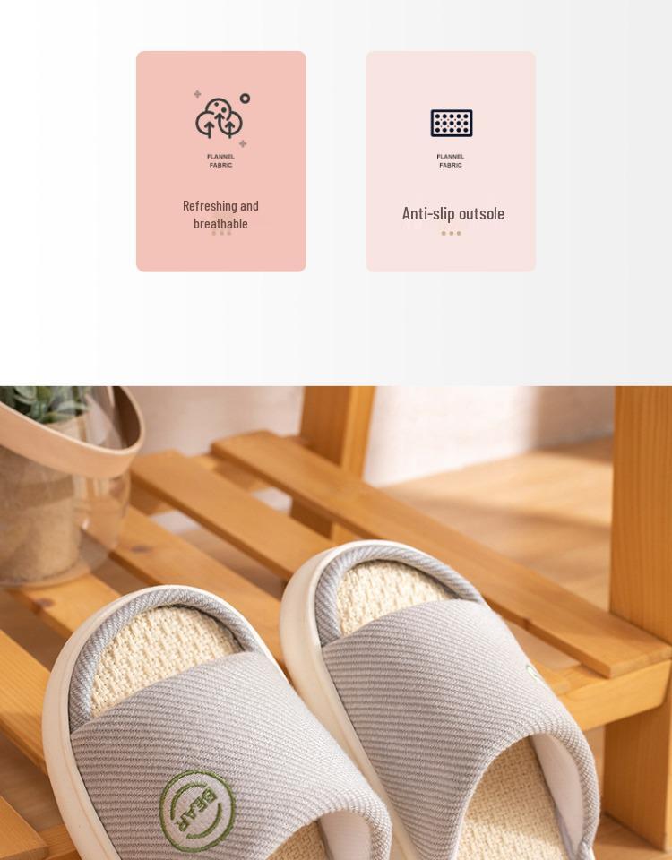 Unisex Breathable Linen Slippers – Indoor & Outdoor, Non-Slip, Silent, for All Seasons, Thick-Soled, 2025 Design.