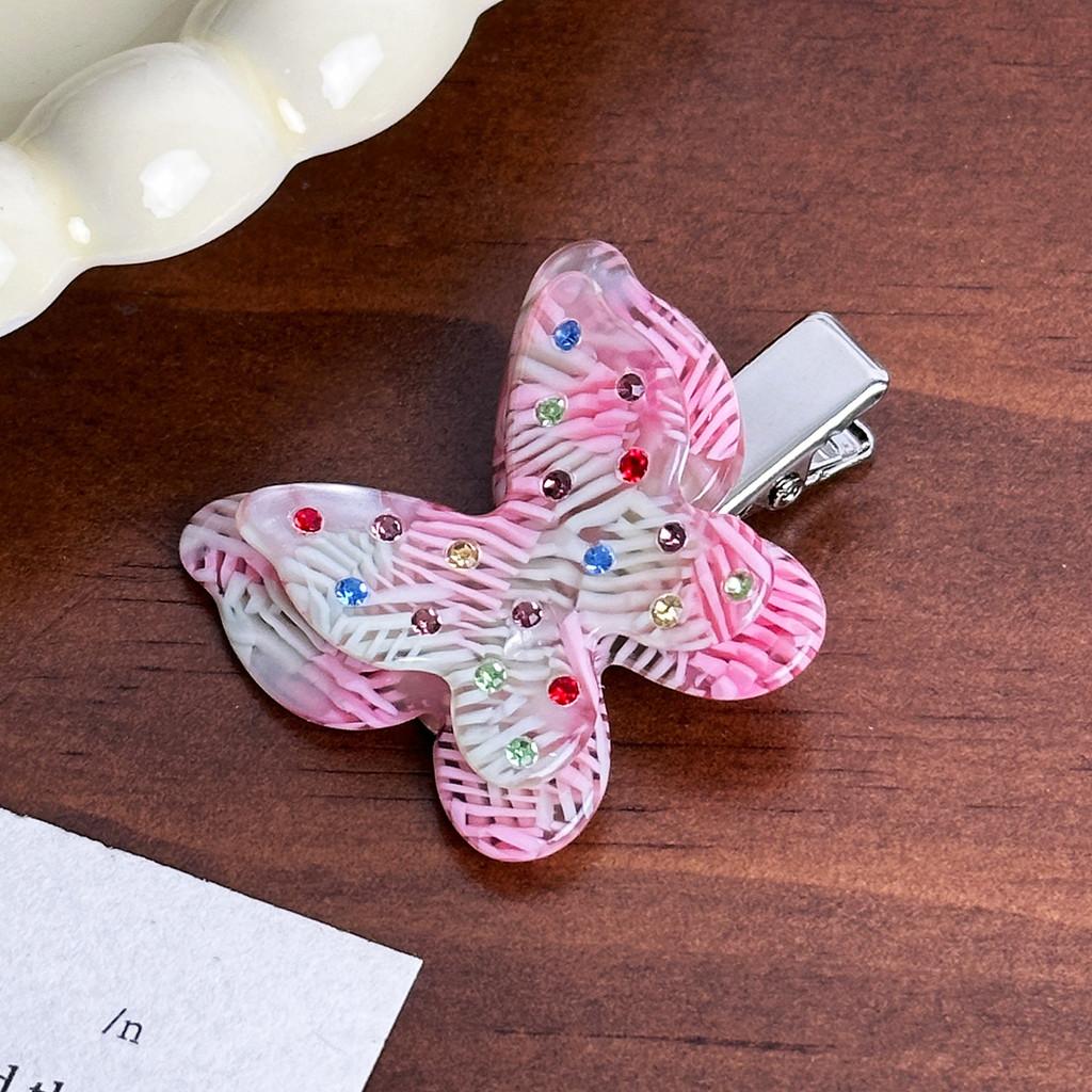 Cute Butterfly Hair Clip With Sparkling Rhinestones For Stylish High Ponytails
