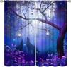 Verzauberte Nachtwolf Verdunkelungsvorhang Alter Baum Laterne Lila Gänseblümchen Schmetterling Stern Mond Stangentasche Fensterelemente Traumhaftes Schlafzimmer