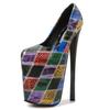 Fashion Print Sexy High Heels Fetish Shoes Woman 22cm Round Toe Pumps Heeled Platform Party Stripper Nightclub Shoes Large Size