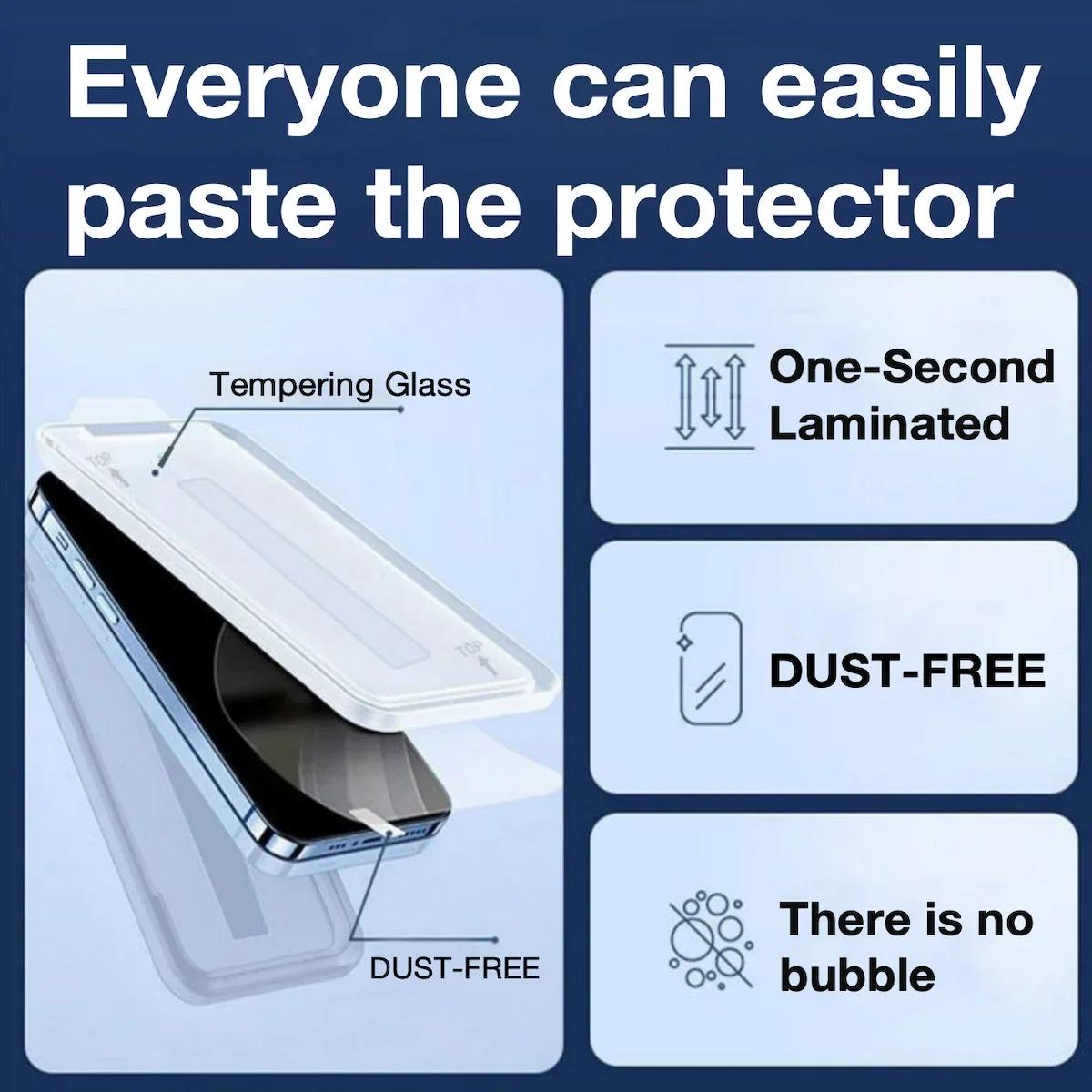 

3Pcs For iPhone 17 16e 16 15 14 13 12 11 XR XS Pro Max Plus Screen Protector Toughened Glass Phone With Install Kit Remove iPhone 14 Pro Max