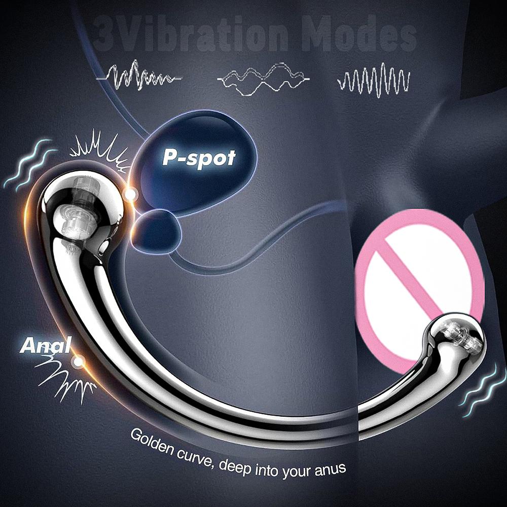 Metall Vibrierender Dildo G-Punkt Stab Prostata Massage Stift Penis P-Punkt Stimulator Analer Dildo Stecker Sexspielzeug für Männer Frauen Edelstahl