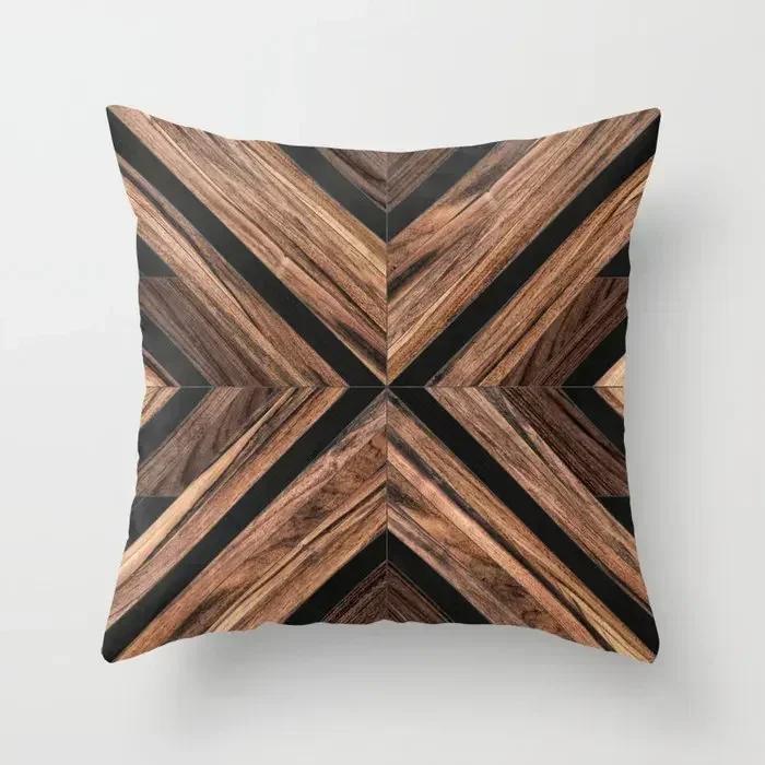 Housses d'oreiller 45x45cm Créatives Texture Bois Marbre Mode Géométrique Coussins Décor de Maison Ferme Canapé Coussins de Jet