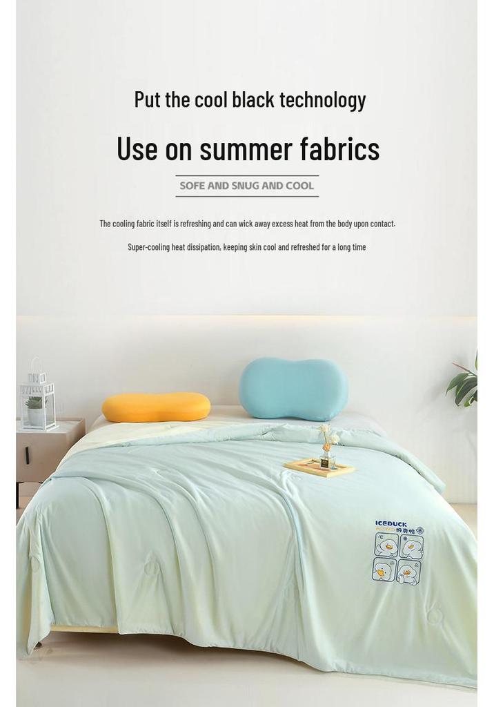 2026 New Summer Ice Silk Air Conditioning Quilt Set: Lightweight, Machine Washable, Available for Single & Double Beds