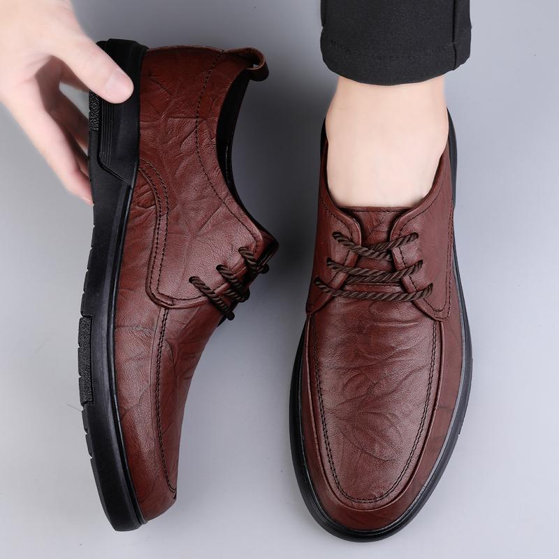 Luxury Brand Lace-up Leather Loafers Business Formal Men's Shoes Thick-soled Comfortable Soft-soled Casual Shoes High-quality