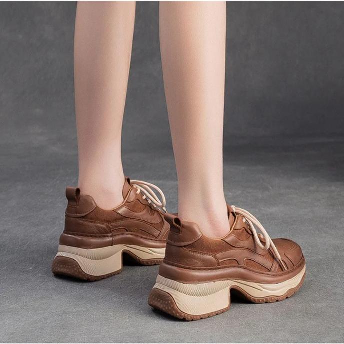 Johnature Casual Thick Heel Lace-up High Heel Pumps Versatile Comfortable And Lightweight Women's Shoes