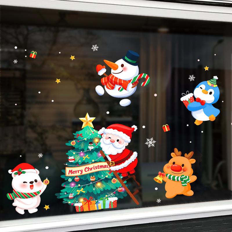 Autocolante Festive de Sărbători: Decor Static pentru Uși și Ferestre de Sticlă pentru Crăciun și Anul Nou