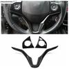 For Honda Vezel HR-V 2014 - 2025 ABS Carbon Fiber Car Steering Wheel Button Frame Decoration Cover Trim Accessories Interior