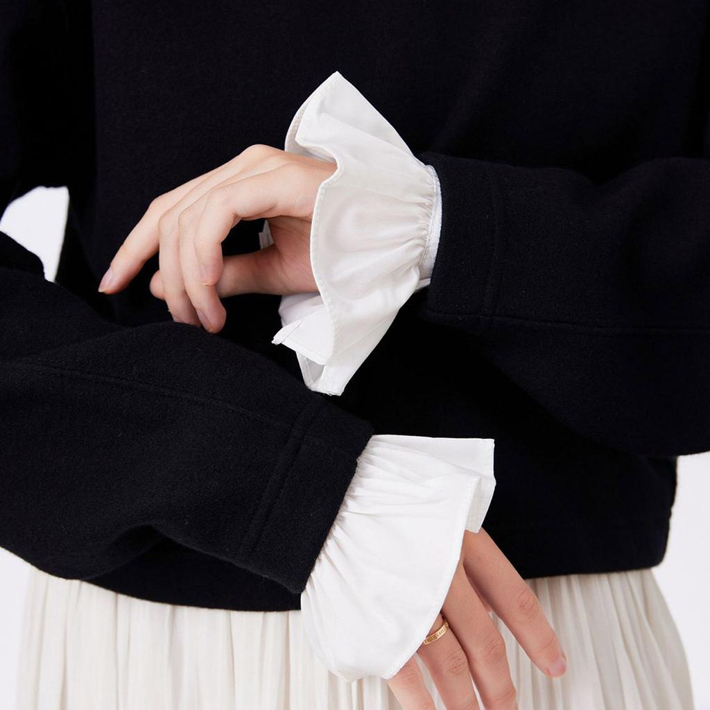 Ruched Collar Ruffled Renaissance Lapel Collar Wrist Cuffs for Shirt Blouse Decorative Spread False Collar