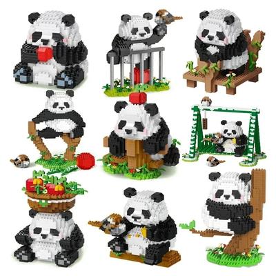 Adorabili Micro Blocchi da Costruzione Panda Animale Kawaii dello Zoo Giocattoli Educativi Decorazione Esercitano la manualità per Bambini
