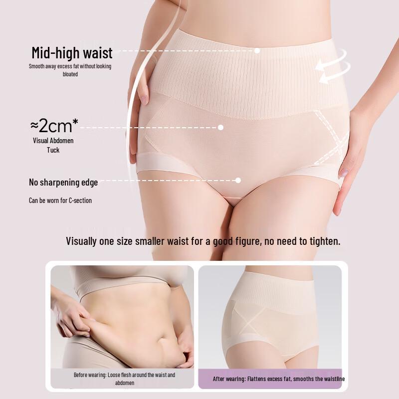 Tingmei Women's High-Waist Tummy Control Briefs