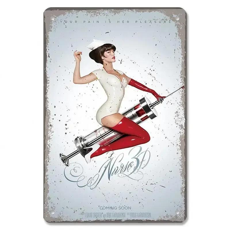 Vintage Metal Sexy Girl Pin Up Girls Plaque Tin Signs Cola Beer Airplane Metal Poster Retro for Bar Pub Club Home Wall Art Decor