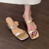 Slope heel simple and versatile one-word slippers women's shoes wear 2025 new summer skirt French sandals