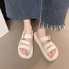 Fashion Slippers Woman Natural Cow Leather  Thick Bottom Brand Buckle Comfortable Fashion Slippers