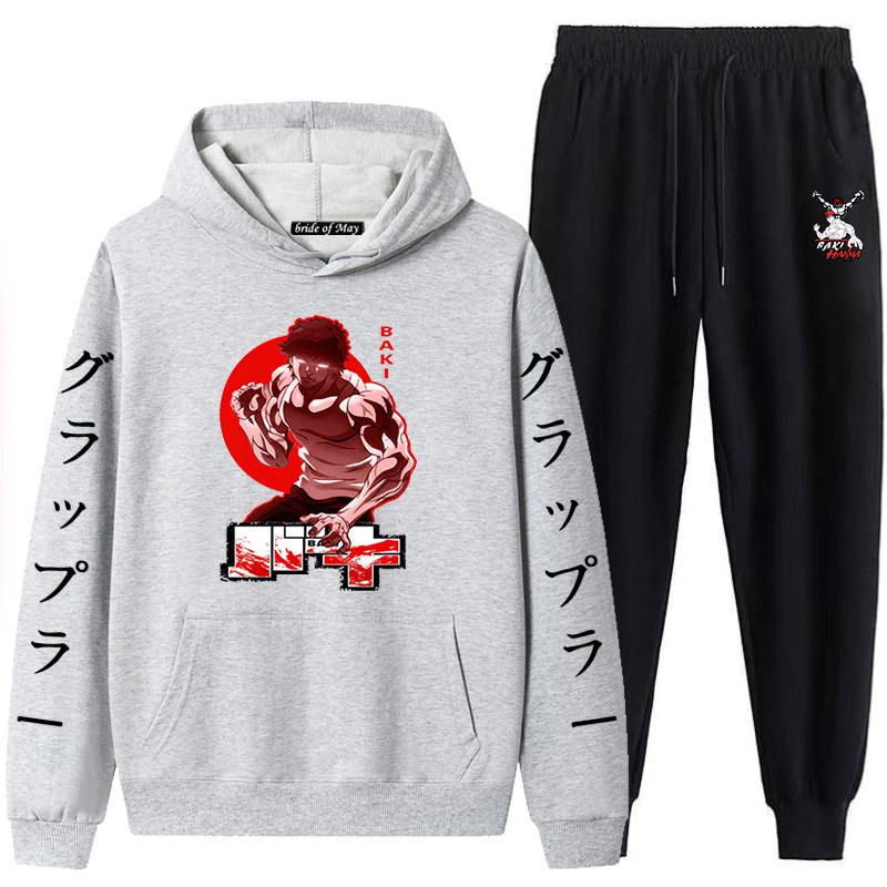 Anime Baki der Grappler Muster Männer der Trainingsanzug Sets Casual Hoodie Und Hosen 2 stücke Sets Mode Sweatshirt Harajuku Pullover