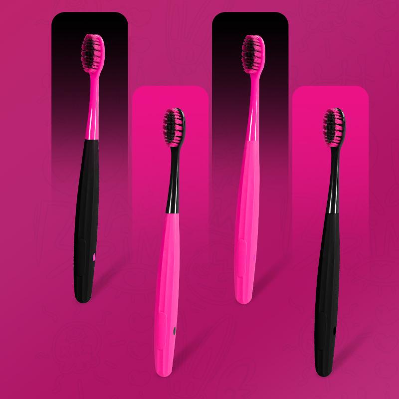 

[4-Pcs Gift Boxes] Black Pink Graffiti Series Soft-bristled Toothbrush with Independent Small Box
