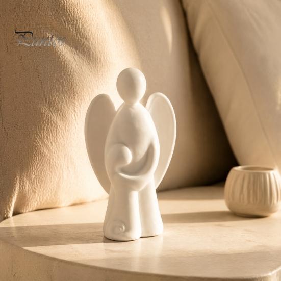 Durable Eco Friendly Craft Gifts 3D Printed Angel Figurine, Abstract with Kid Statue, Minimalist Sculpture, Compact Artistic Tabletop Ornaments Modern