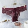 Women Lace Bow Underpants Transparent Breathable Low-Waist Briefs Embroidered Panties Bikini Comfortable Lace Thongs Panties