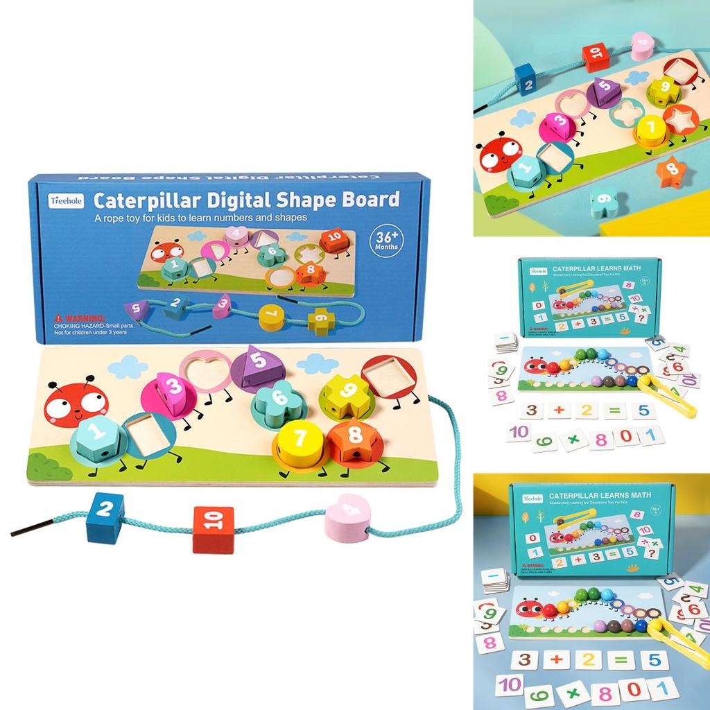 Wooden Caterpillar Number Matching Puzzle Educational Toy For Kids Learning And Development