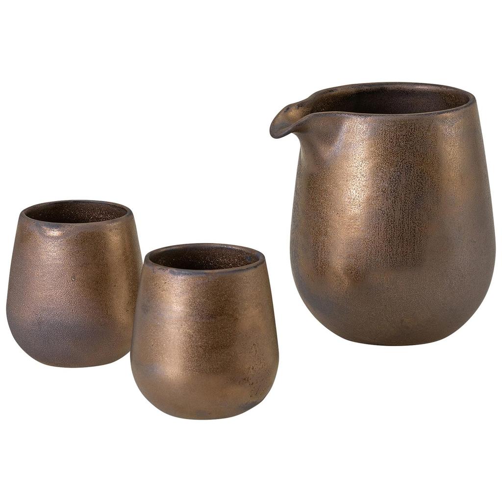 Nishikai Toki Hasami Ware Sake Katakuchi Sake and Choku Sake Made in 25647 Set, Half-Sake Set, (Sake Cup), Cup, (Sake Cup), Bronze, Japan,