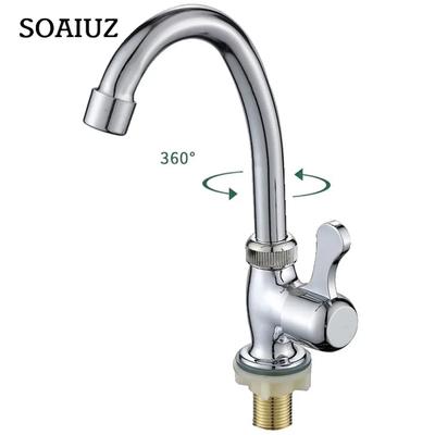 Robinets de cuisine en acier et plastique, aérateur, mitigeur d'eau froide à levier unique, mitigeur d'évier de cuisine chromé monté sur le pont