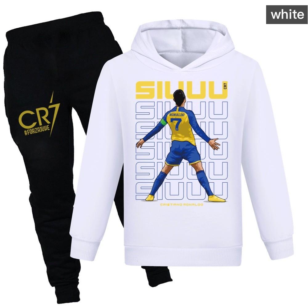 Cr7 Print Kinder Trui en Broek Set Met Zachte Katoenen Stof Voor Middelbare Scholieren
