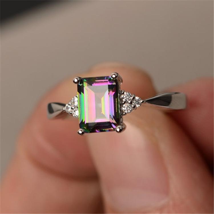 Metal Square Colours Ring Small Accessories Simple Personality Jewelry Fashion