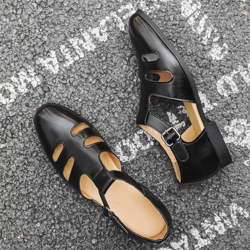 High Quality Mens Rome Sandals Breathable Men Sandals Fashion Leather Outdoor Summer Shoes Comfy Beach Flats Luxury Casual Shoes