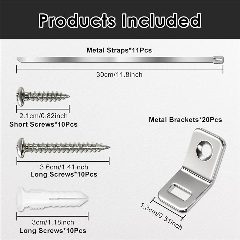 AT19-Earthquake Straps For Bookshelf Cabinet 10Pcs Metal Furniture Wall Anchors Anti Tip For Baby-Proofing Anchors