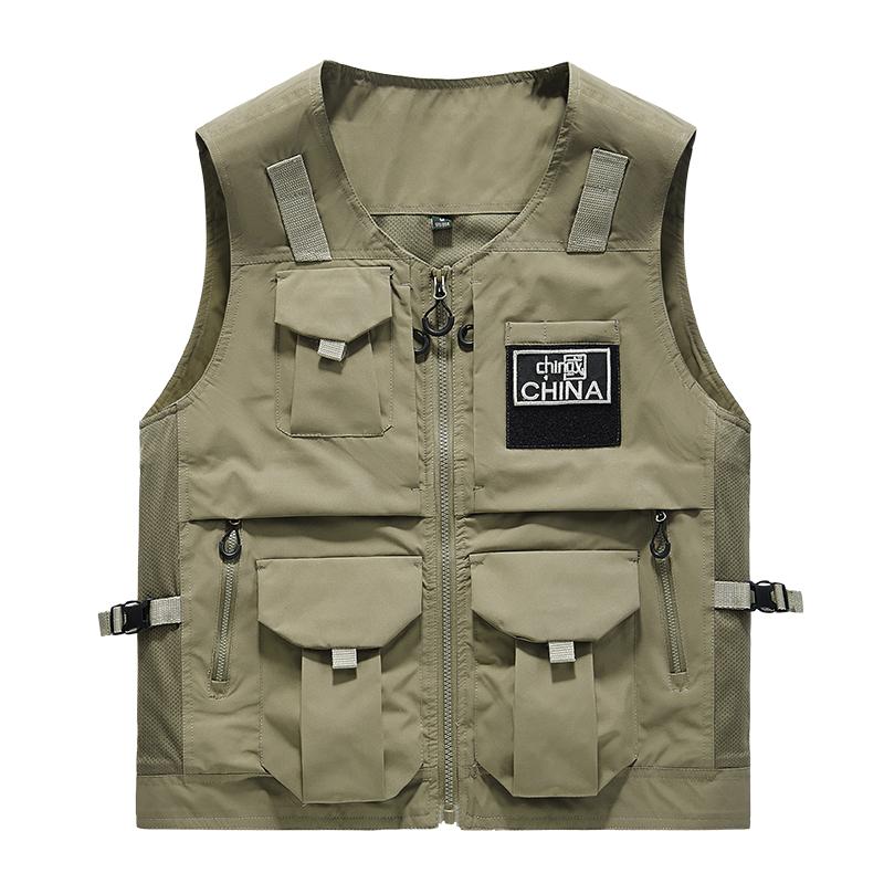 Men's Outdoor Sports Leisure Fishing Windproof Breathable Leather Vest Spring and Autumn Outdoor Sleeveless Camouflage Vest