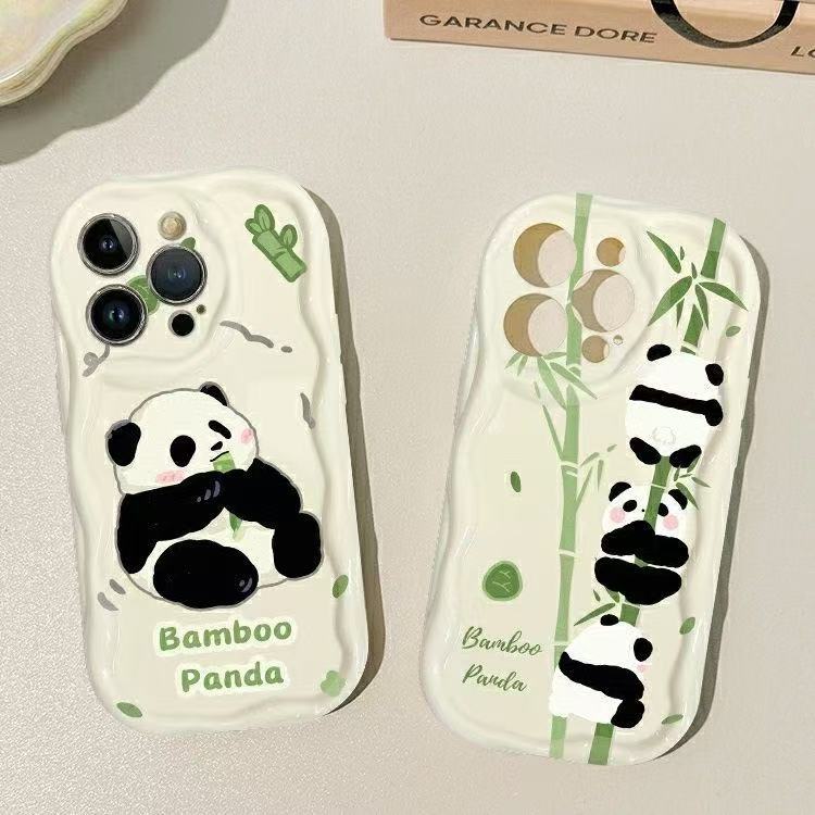Cute Panda Is Suitable for Apple 16promax Cute 15pro Mobile Phone Case 14 Niche 13pro12 Girl 11