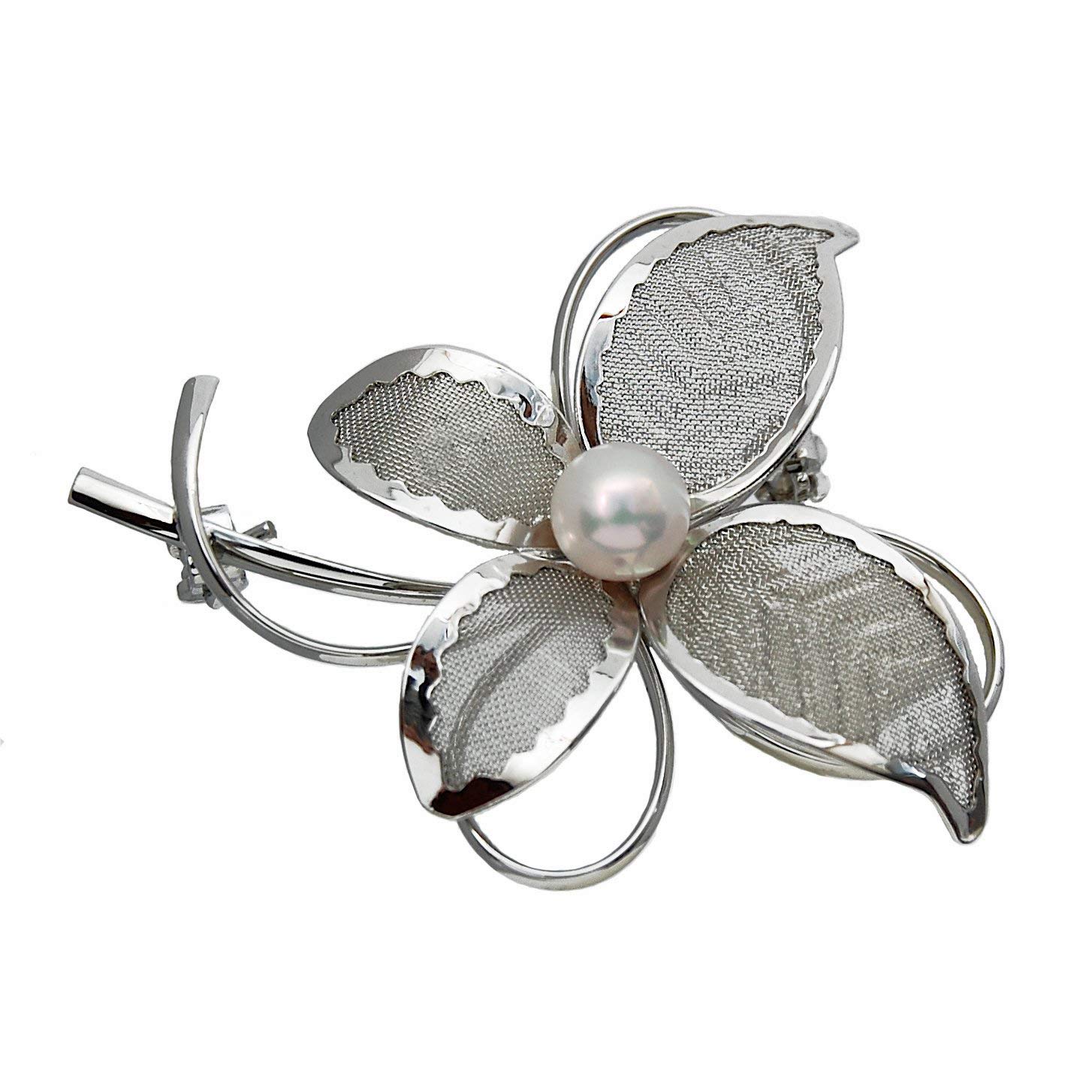 

Akoya pearl brooch with flower design ABR409 Pearl brooch [enyapearl]