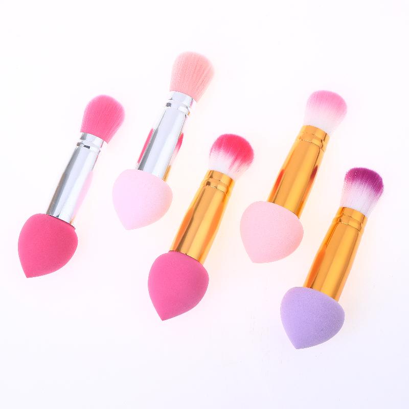 3 Pcs 2 In1 Double-Head Sponge Head Mini Portable Makeup Brush Fluffy Blush Brush Ladies Beauty Tool