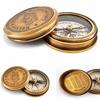 Brass Pocket Compass with Robert The Road Not Taken Engraved Inside The Cover and Kelvin Hughes London 1917 On Top, 5 Cm, Style Navigation