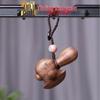 Peach Wood Carved Sword Axe Pendant Keychain