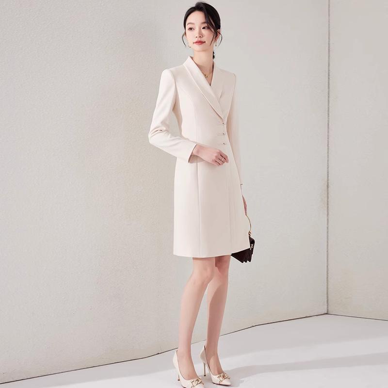 Aishangchen Mandarin Collar Long Sleeve A-line Dress with Frog Buttons