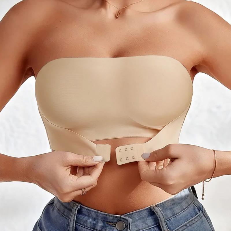 Women's Seamless Strapless Non-slip Bandeau Bra Invisible Push Up Tube Top Bra