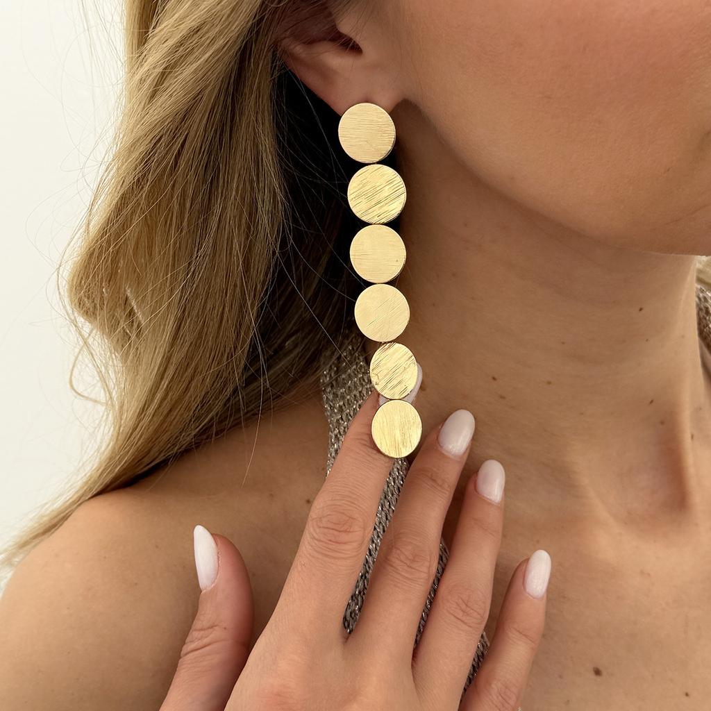 Fashion Metal Geometric Round Piece Splicing Necklace Women'S, Cold Wind Sequins Tassel Long Earrings