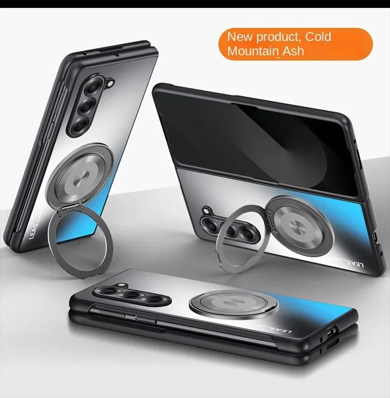 Luxury Metal Magnetic Ring Car Holder Case for Samsung Galaxy Z Fold 7 6 5 4 3 for Mag-safe Shockproof Stands Protective Shell
