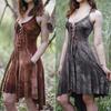 Abito da donna medievale rinascimentale vintage retrò etnico tribale misto artigianale con cinturino incrociato regolabile abito punk gotico con cinturino per spaghetti Halloween Cosplay